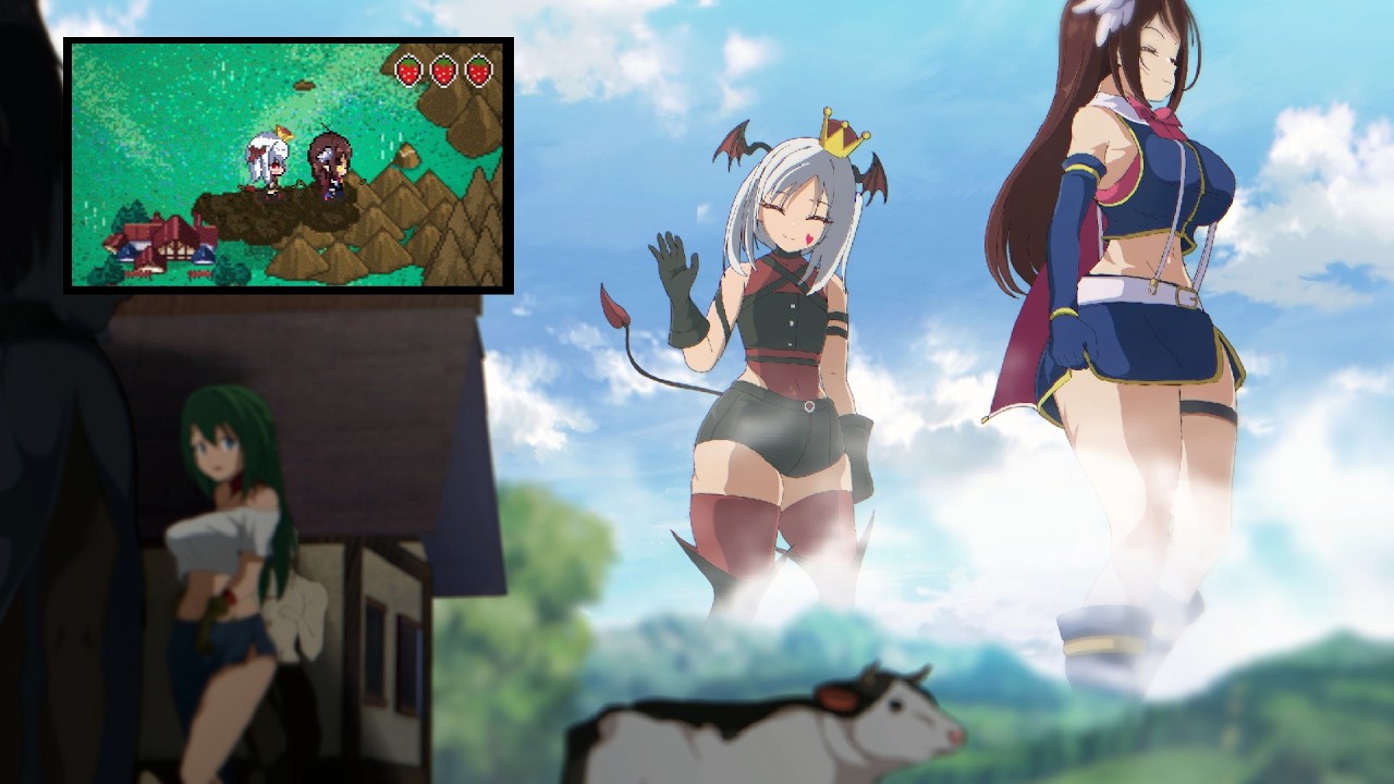 【Animation】RPG Heroine Who Looks Giant On The Overworld But Actually Is That Big: Going to Town!