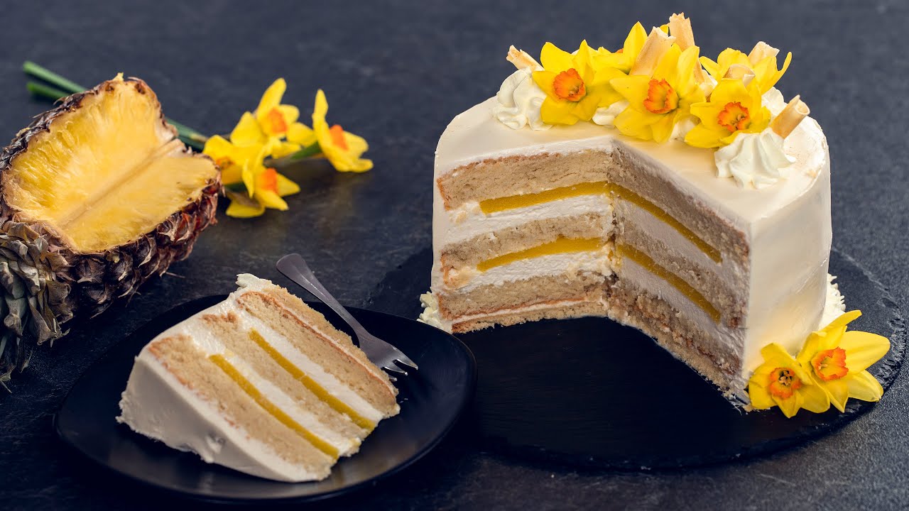 White Chocolate Pineapple Cake - Anniversary Pineapple Cake at Home