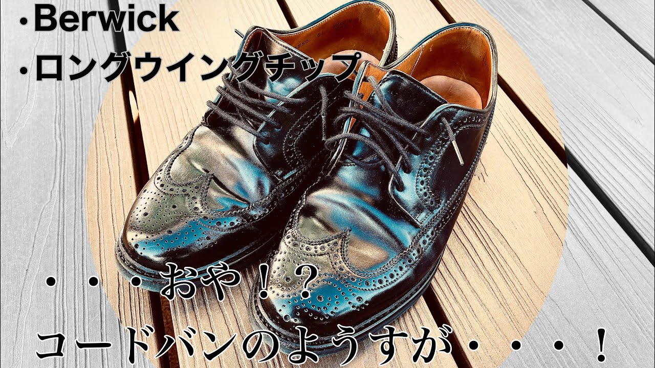 250日のコードバンの経年変化が素晴らしすぎた【Berwick】【ロングウイングチップ】【コードバン】【経年変化】