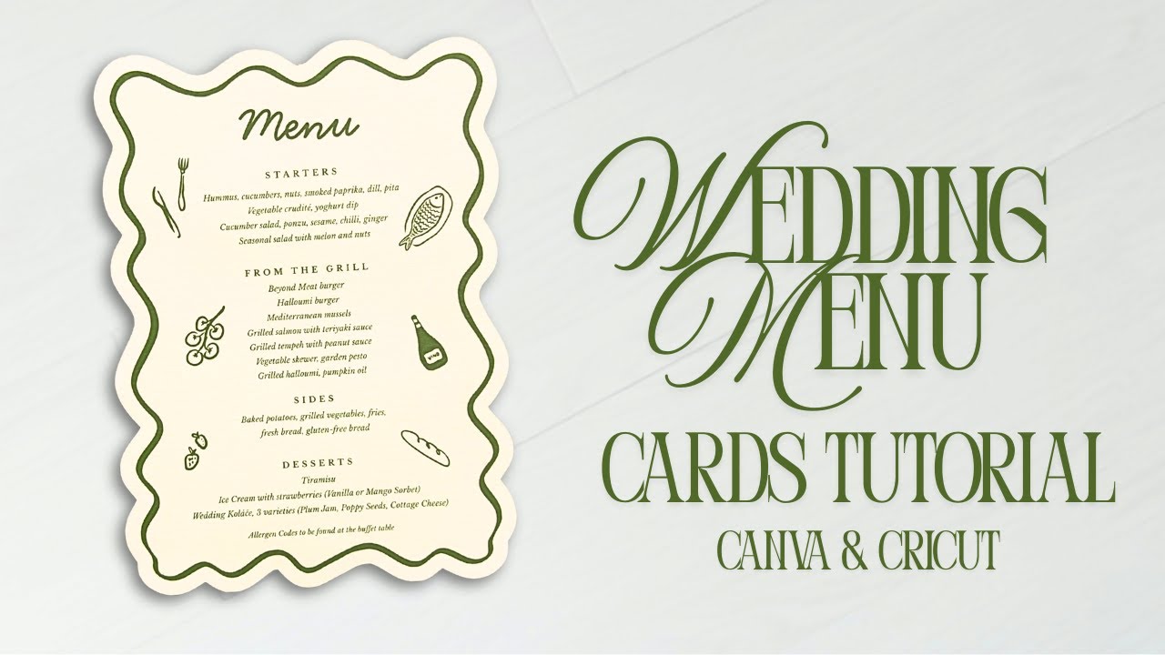 DIY Whimsical Wedding Menu Cards | Full Tutorial with Cricut & At-Home Printing