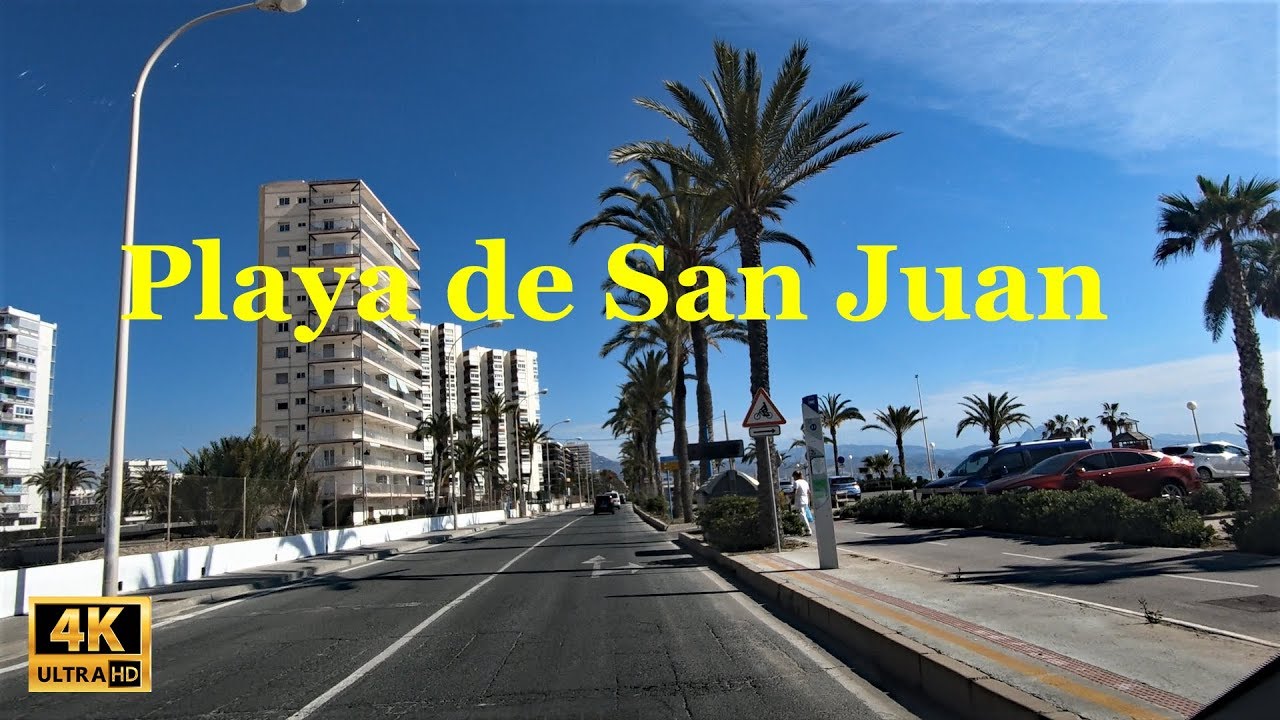 Scenic Drive Playa de San Juan, Alicante, May 2019 in 4K Wide Angle View