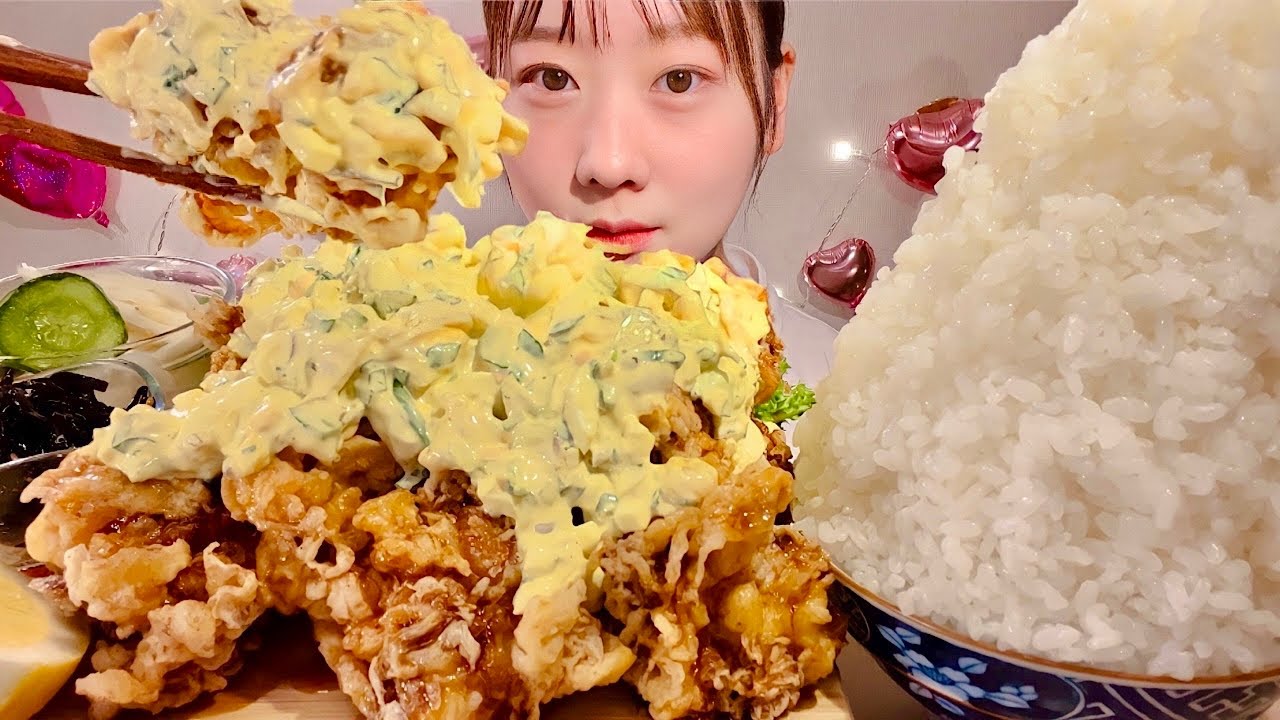 ASMR Жареная курица Нанбан【русские субтитры】【Mukbang/ Eating Sounds】