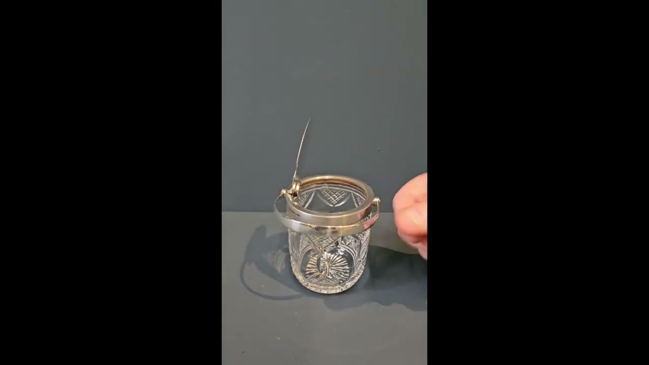 Silver Topped Preserve Pot with Handle Closing Lid 