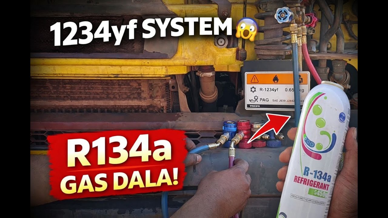 Volvo Tipper AC Gas Change | 1234yf to R134a Conversion | Real Ground Level Work