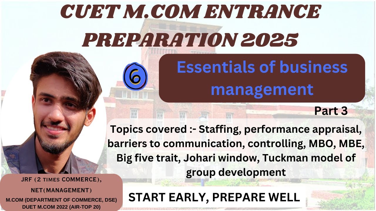 ESSENTIALS OF MANAGEMENT |PART 3| CUET PG M.COM 2025 |CUET M.COM ENTRANCE PREPARATION| D.U COMMERCE
