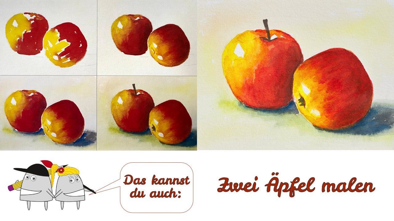 Äpfel mit Deckfarben malen für Anfänger und Wiedereinsteiger