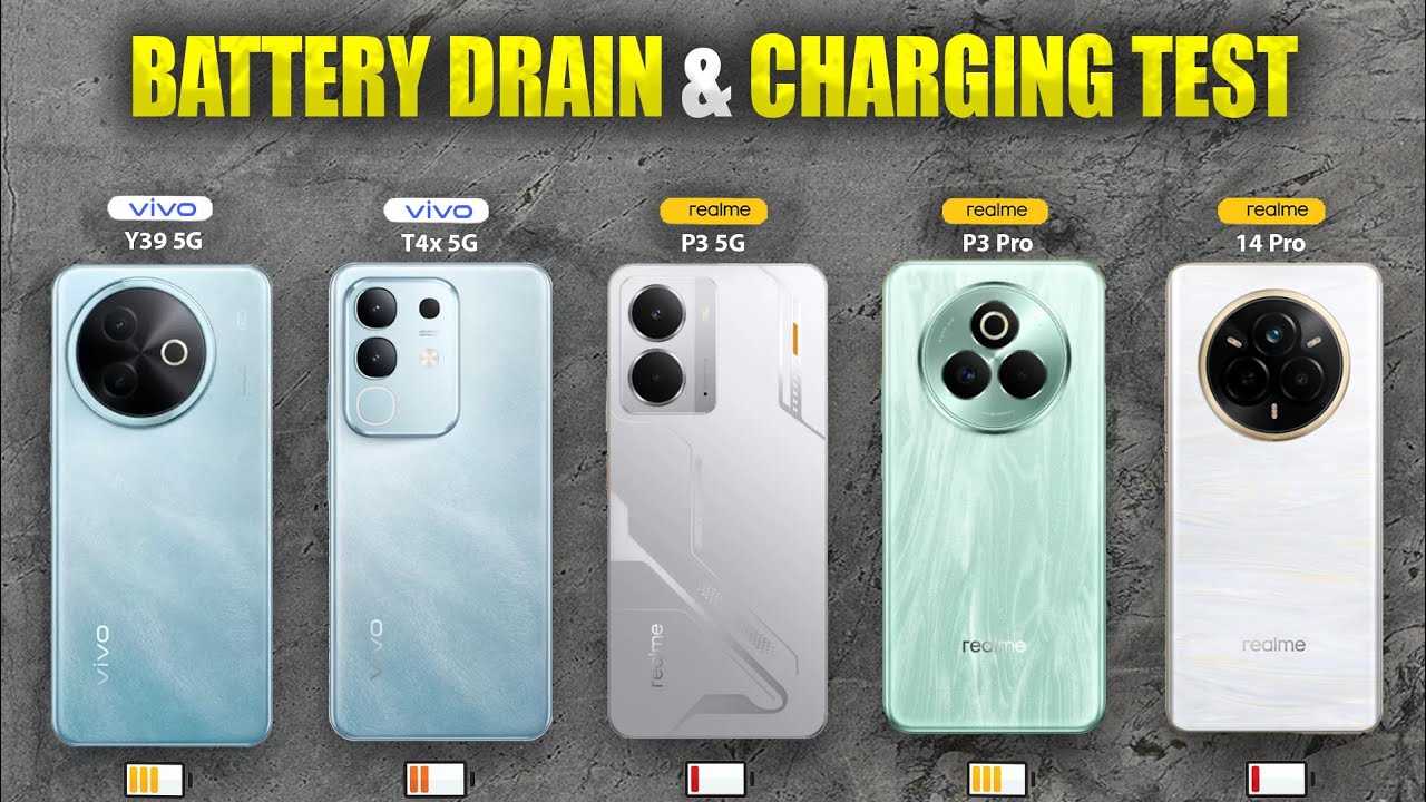 Realme P3, Vivo T4x, Vivo Y39, Realme P3 Pro, Realme 14 Pro Battery Drain & Charging Test