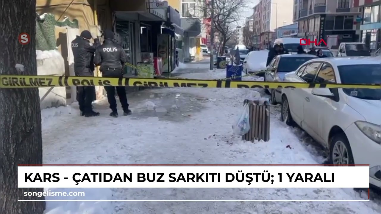 Kars - Çatıdan buz sarkıtı düştü; 1 yaralı