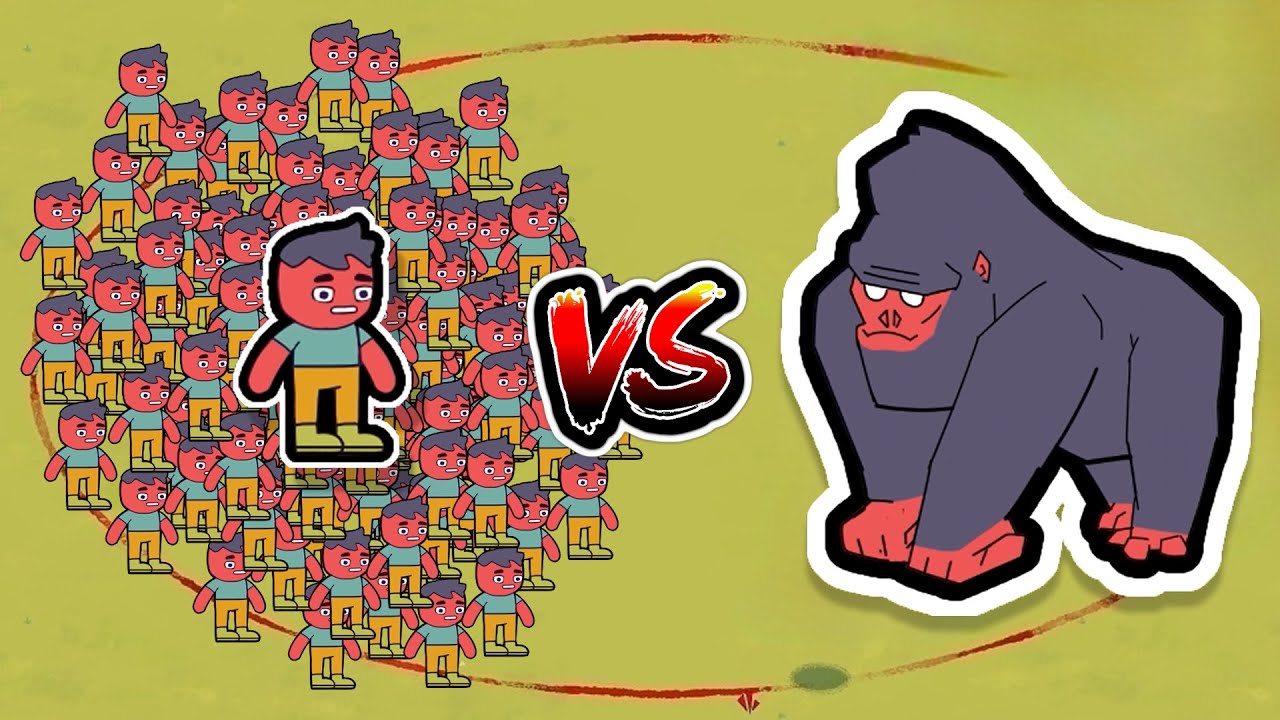 100 ADAM vs 1 GORİL | How Many Dudes