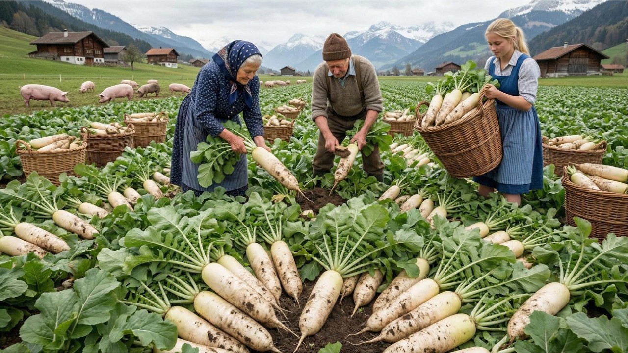 White Radish Harvest in the Most Beautiful Village on Earth