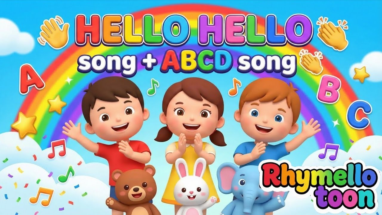Hello Hello song + ABCD song | A to Z rhyme for Kids | Learn Alphabet | @RHYMELLOTOON 