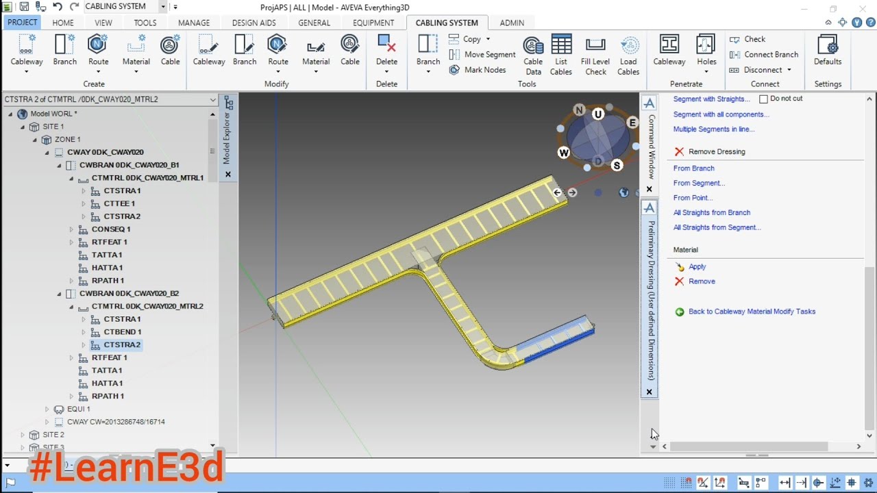 Aveva E3d - Cabling System - How to Create TEE ( Route Attachment Point ) - Cableway branch