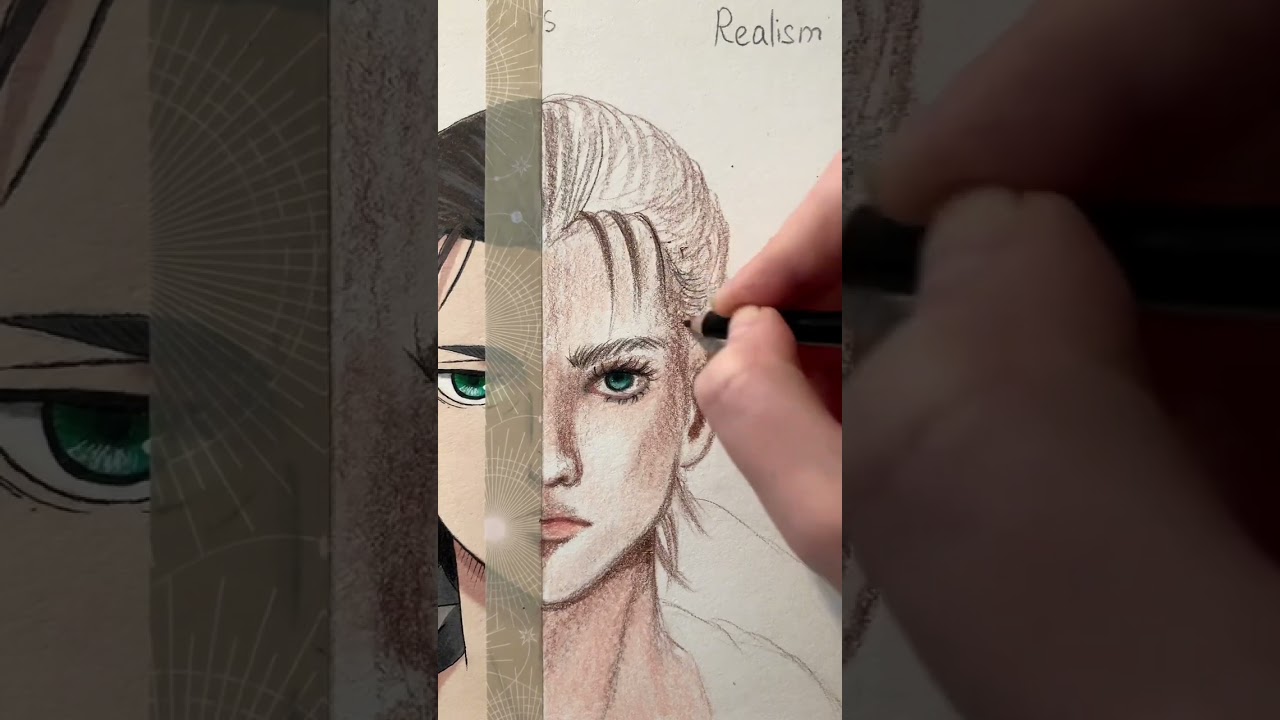 Drawing Eren Yeager🕊️ ANIME VS REALISM p.2 #attackontitan #erenyeager #animeart #shorts #animeart