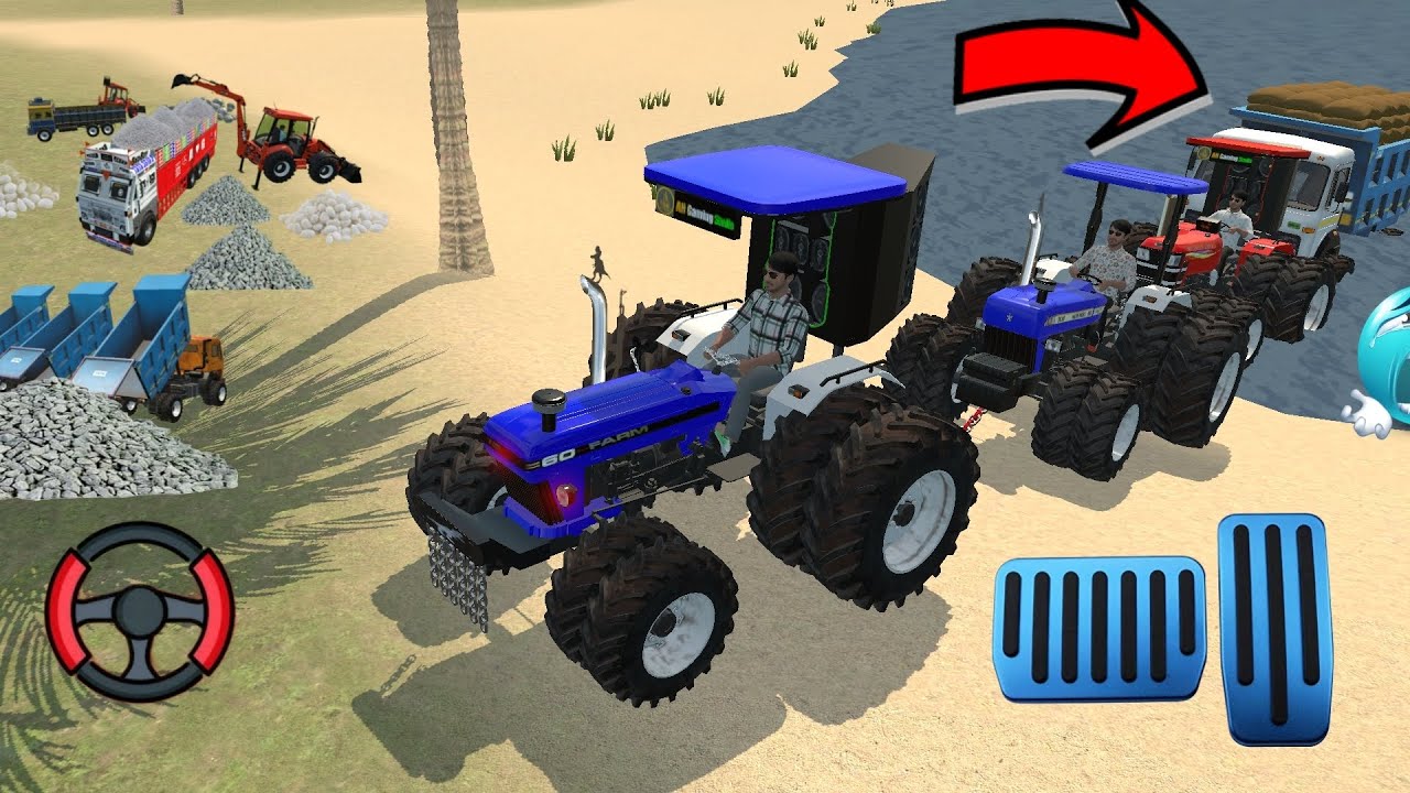 Harvest stuck mud farmtrac 60🚜 and New Holend 3630,🚜and Russian tank tractor 🚜 and truck 🚛🚛🚛
