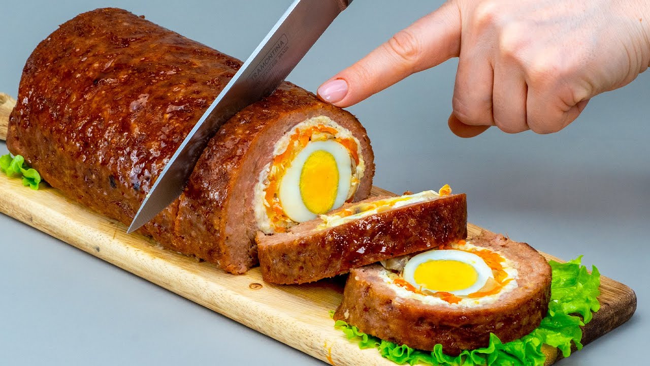 Украшение праздничного стола! Самый вкусный рулет из мясного фарша