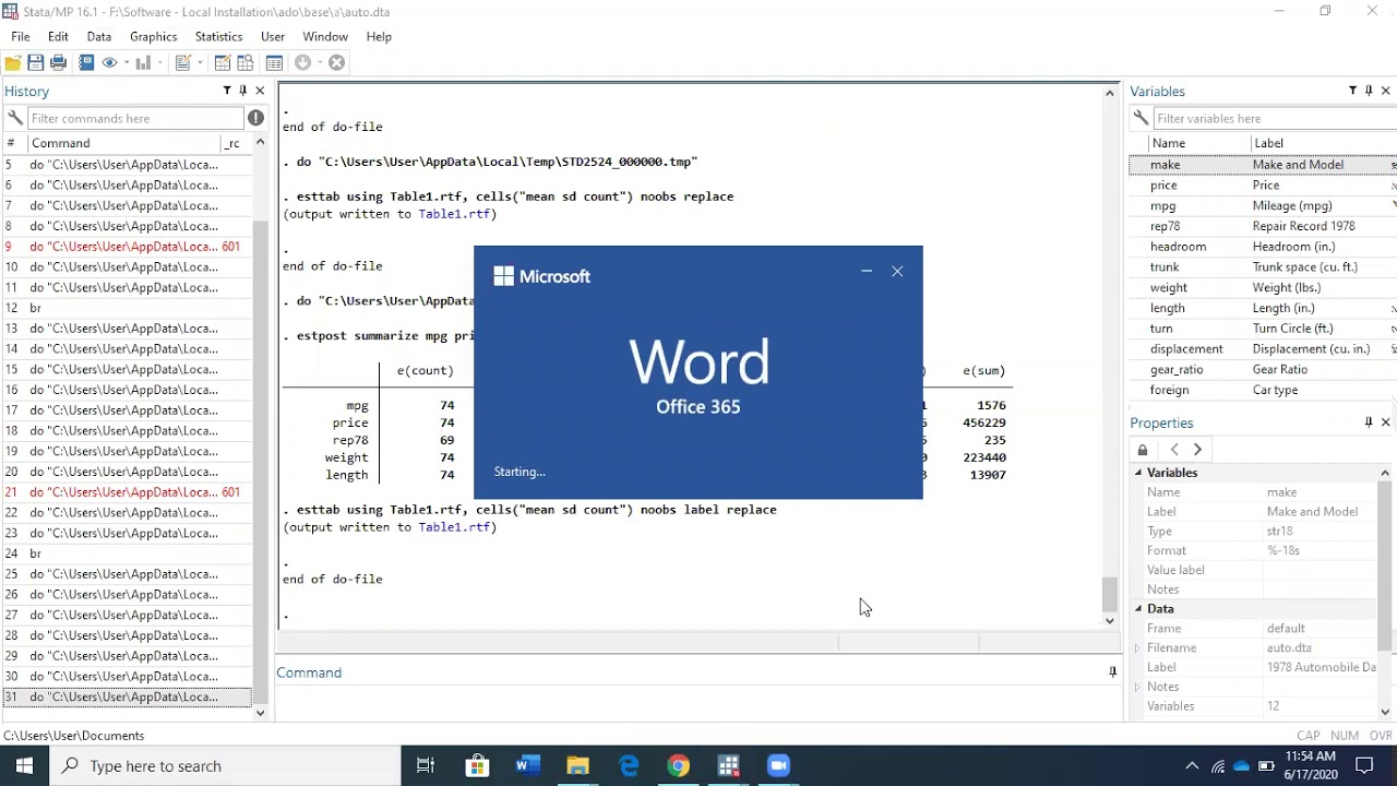 Producing summary statistics using estpost, outreg2, and asdoc in Stata - by Samsun