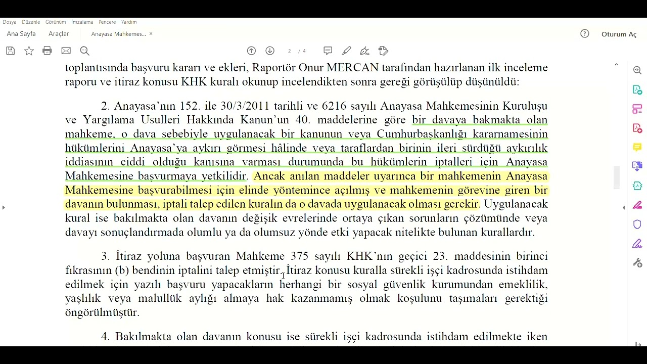 696 KHK Zorunlu Emeklilik-Anayasa Mahkemesi kararı