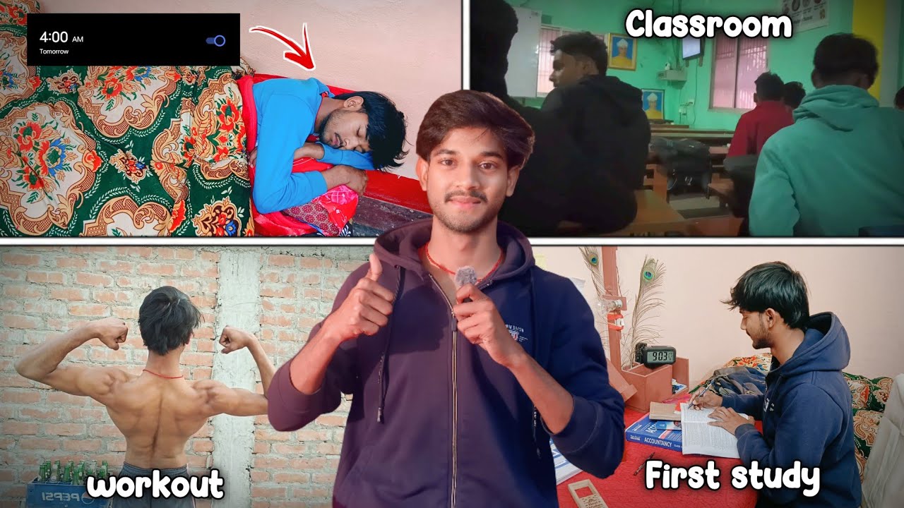 First Day in Class 12th 📚 | 4 AM Alarm 😴 → Class, Workout & Study 💪🔥
