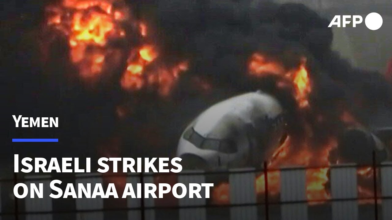 Planes burn amid destruction at Sanaa Airport following Israeli strikes | AFP