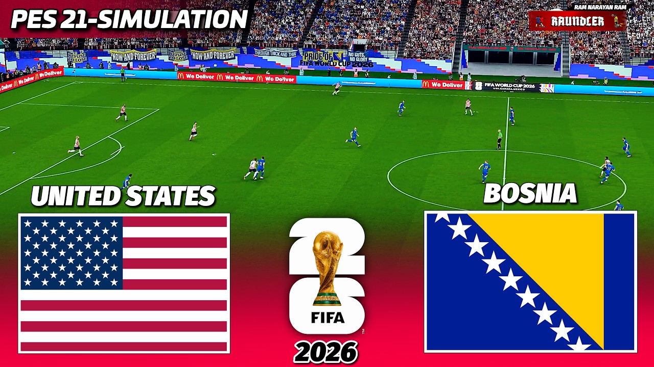 🔴LIVE - USA vs BOSNIA | FIFA World Cup 2026 | PES 21 Football Simulation Gameplay