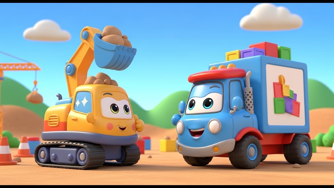 Toy Excavator 🚛 vs Delivery Truck 🚚 Big Power Challenge | Who Is Stronger? Kids Adventure