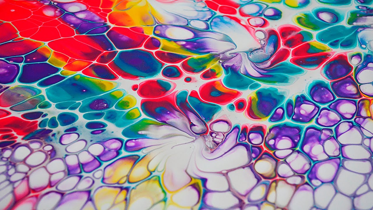 Большие ячейки на холсте. Акриловая Заливка/ Large cells on the canvas. Acrylic pouring.