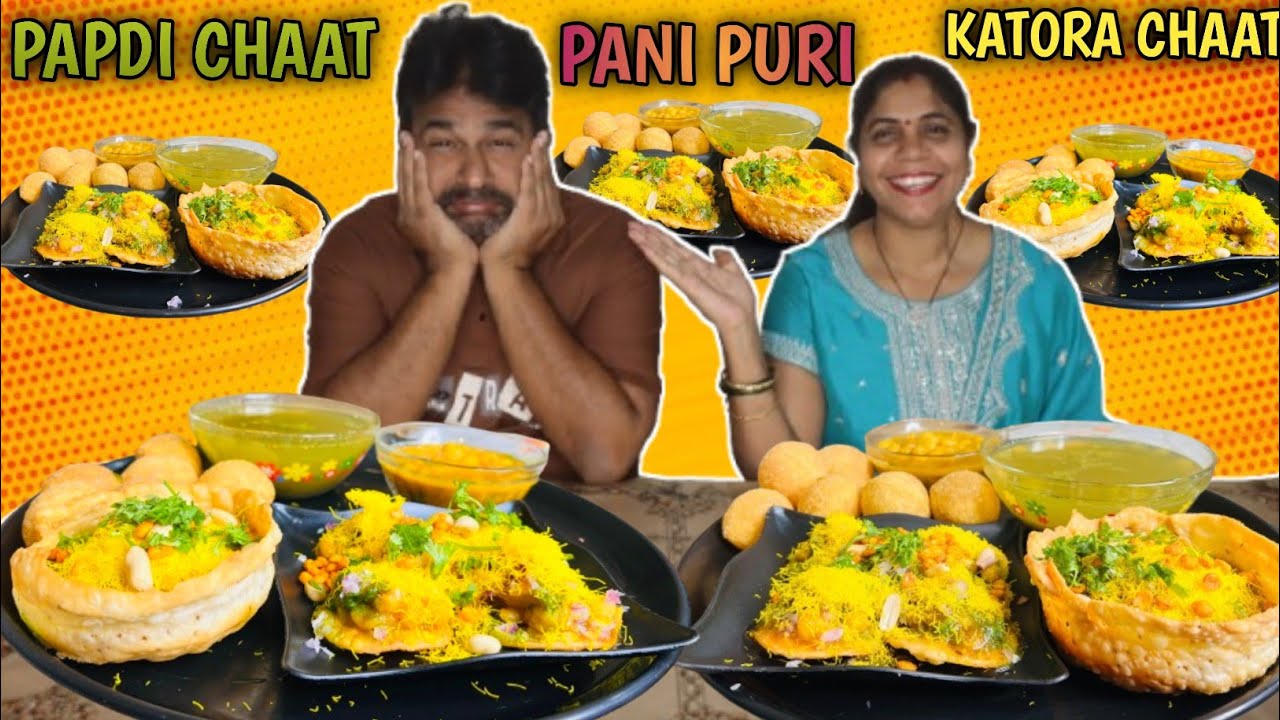 Katora Chaat, Papdi Chaat And spicy Panipuri Eating Challenge | Chaat Thali Eating Challenge 
