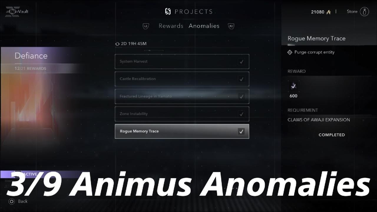 AC Shadows 3/9/26 Animus Anomalies
