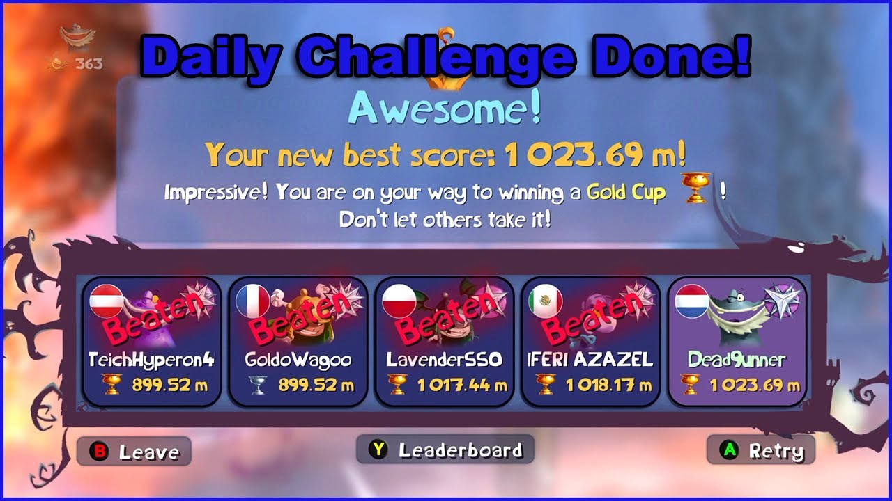 Rayman Legends Daily Challenge and Extreme Challenge 