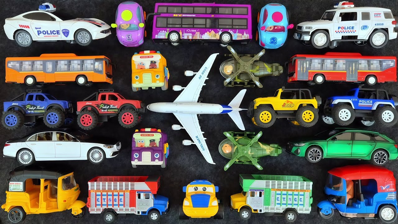 Fun Vehicle Video for Toddlers | Double Decker Bus, Jeep, Mercedes, Audi & Truck Toys