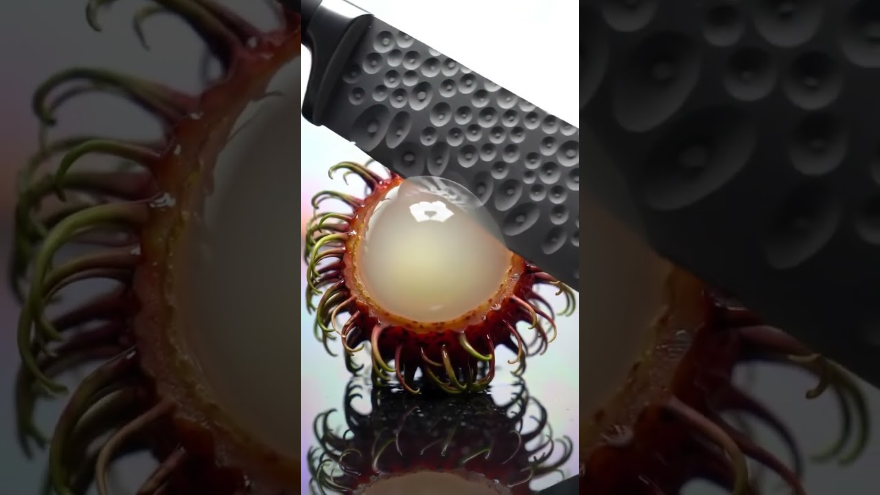 "Satisfying Glass Rambutan Fruit Slice | ASMR Cutting in 4K Macro" 