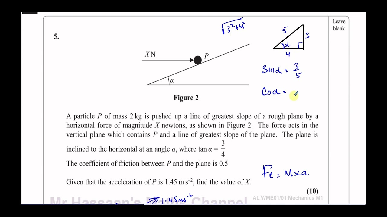 WME01/ 01, Mechanics M1 (IAL) January 2015, Q5, Dynamics, Inclined Planes, Friction
