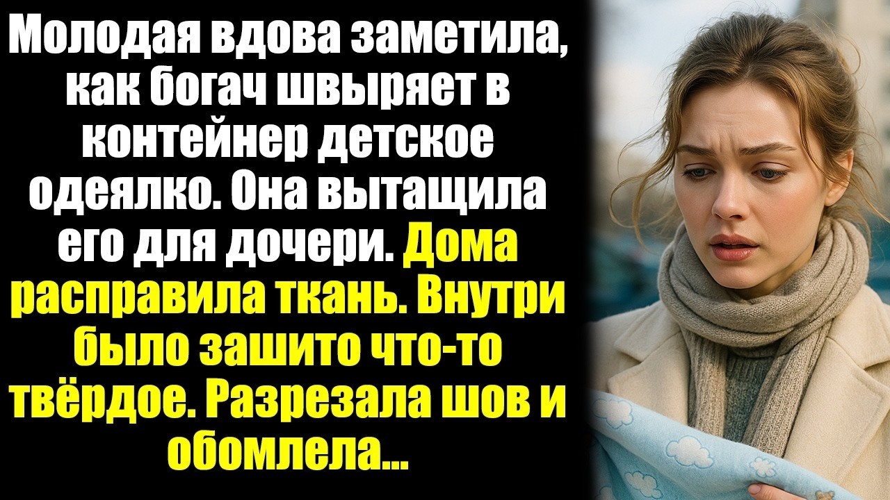 Молодая вдова заметила, как богач швыряет в контейнер детское одеялко. Она вытащила его для дочери..