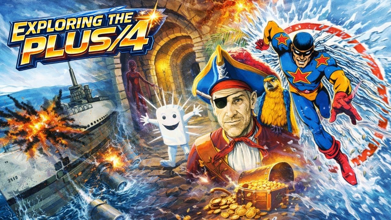 Знакомство с программой Plus/4 — Первые прохождения игр Harbour Attack, Icicle Works, Treasure Is...