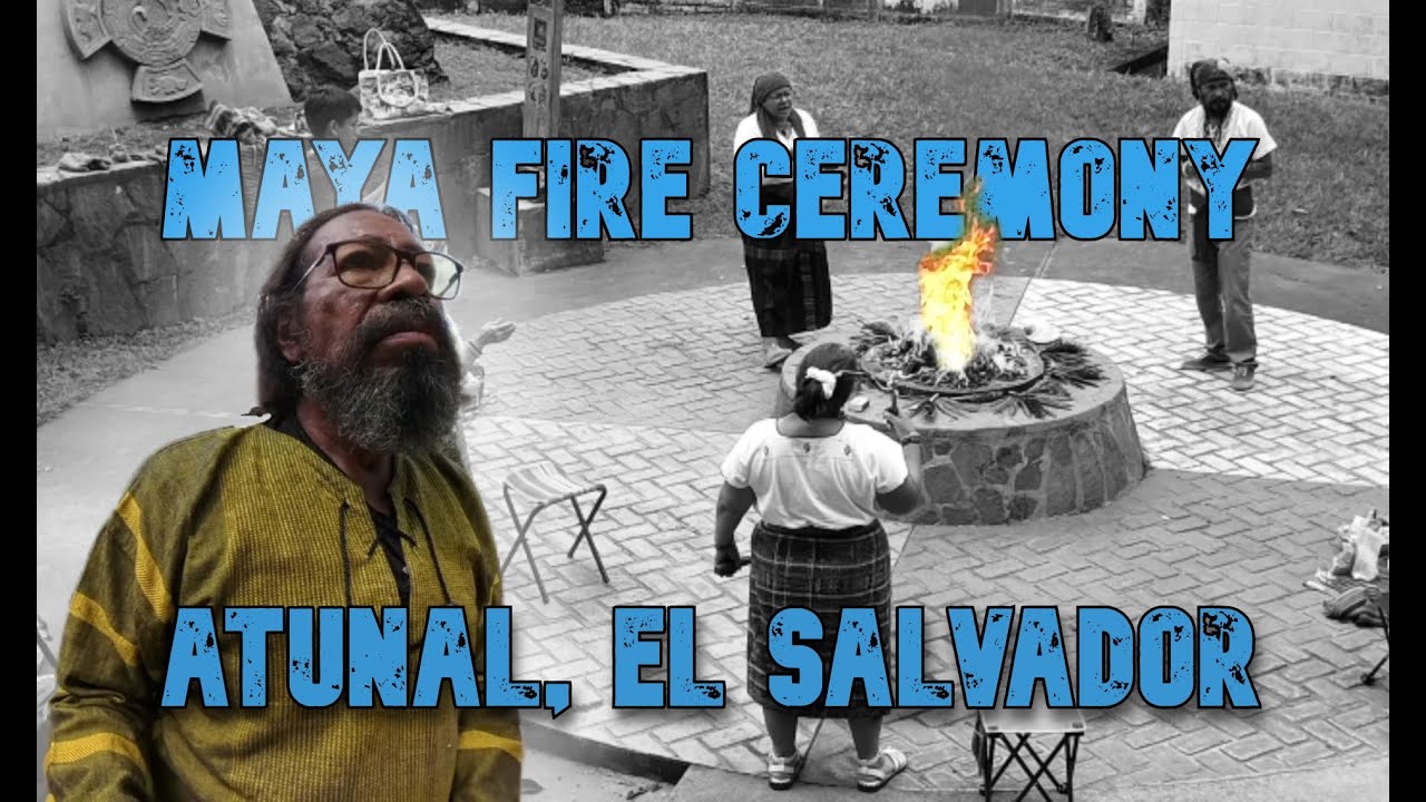 Fire Ceremony at the Atunal monument in Sonsonate, El Salvador.