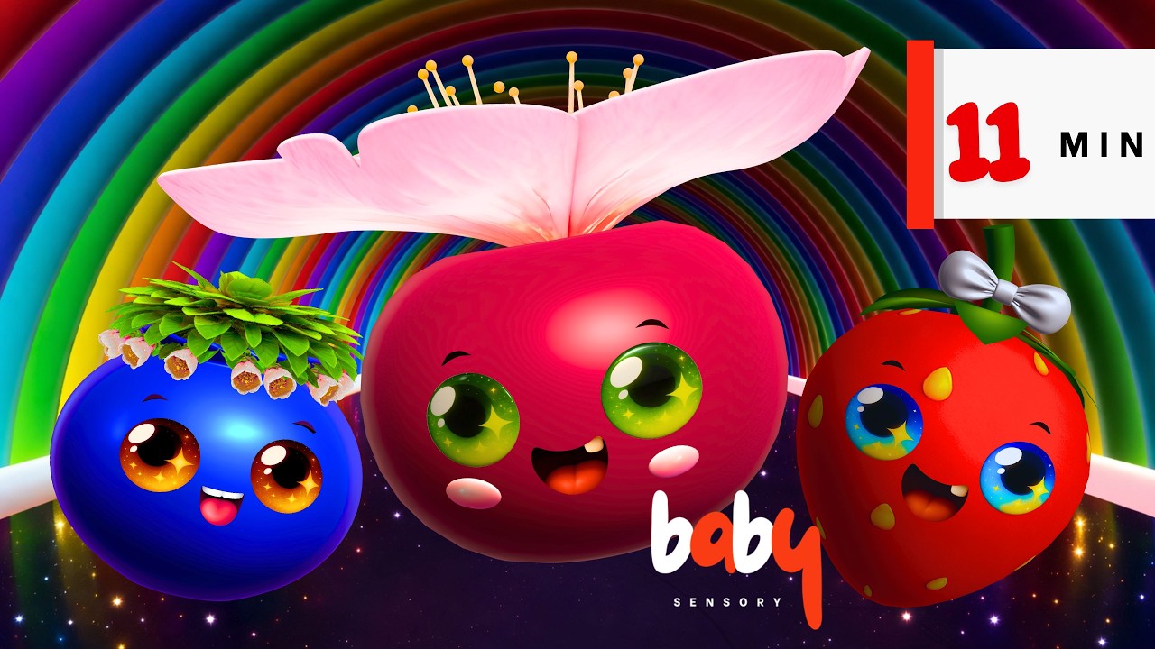 Baby Sensory Dancing Fruits 🍓 Rainbow Tunnel | 1 Hour Colors for Babies