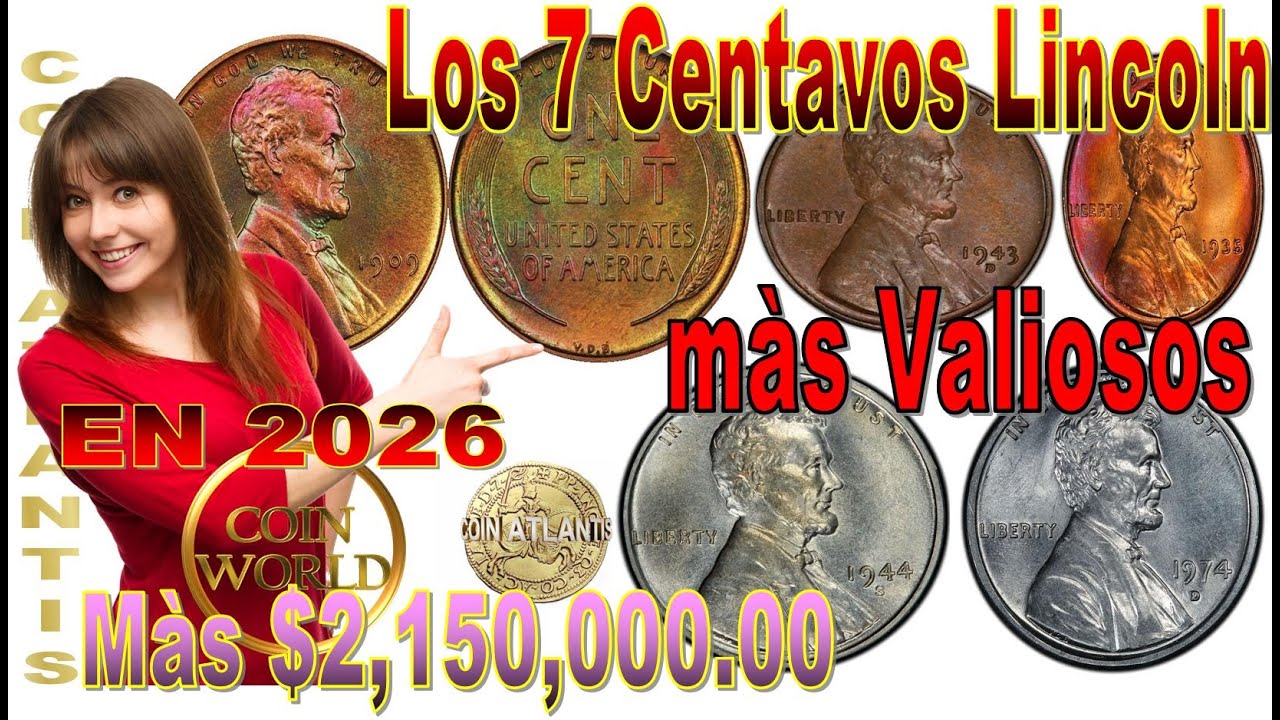 Los 7 centavos Lincoln m&aacute;s valiosos. M&agrave;s $ 2 MILLION en 2026
