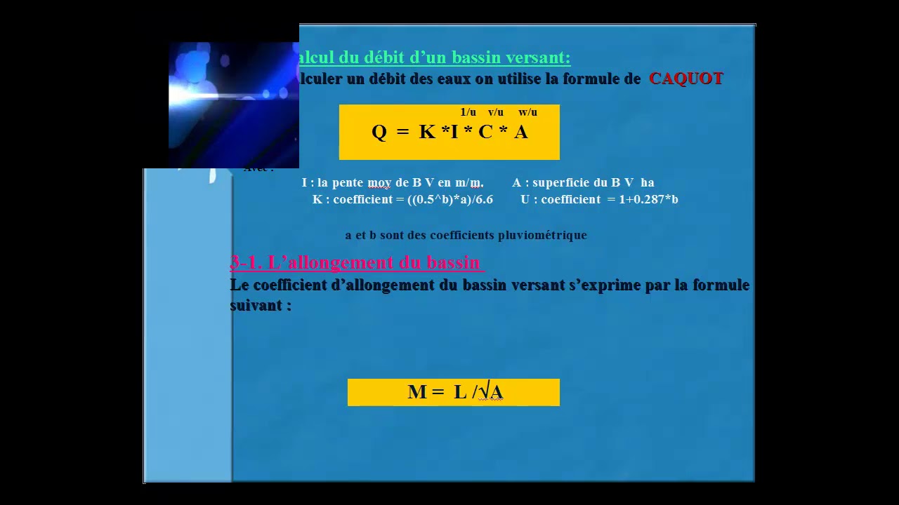 Note de calcul : Cours  sur l'étude de projet d'assainissement