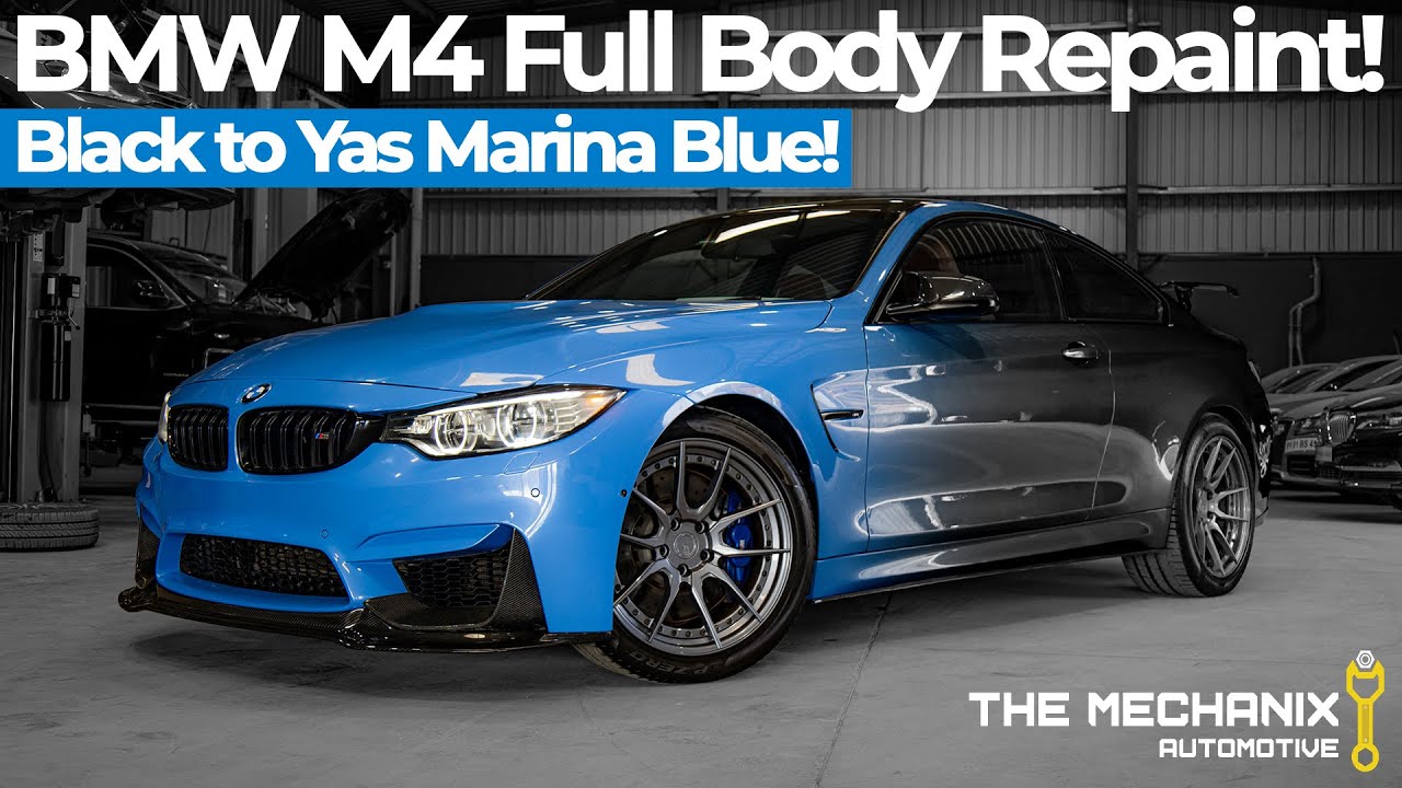 Repainting a BMW F82 M4 to Yas Marina Blue! ( Black to Yas Marina Blue PaintJob! )