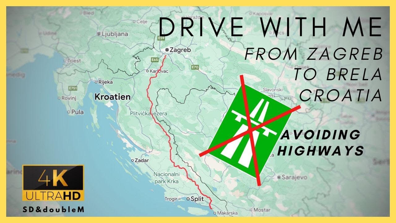 Drive with me from Zagreb to Brela avoiding highways and traffic jams in cities