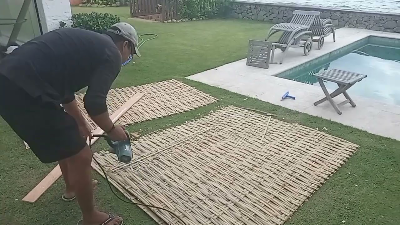 colocação forro de bambu