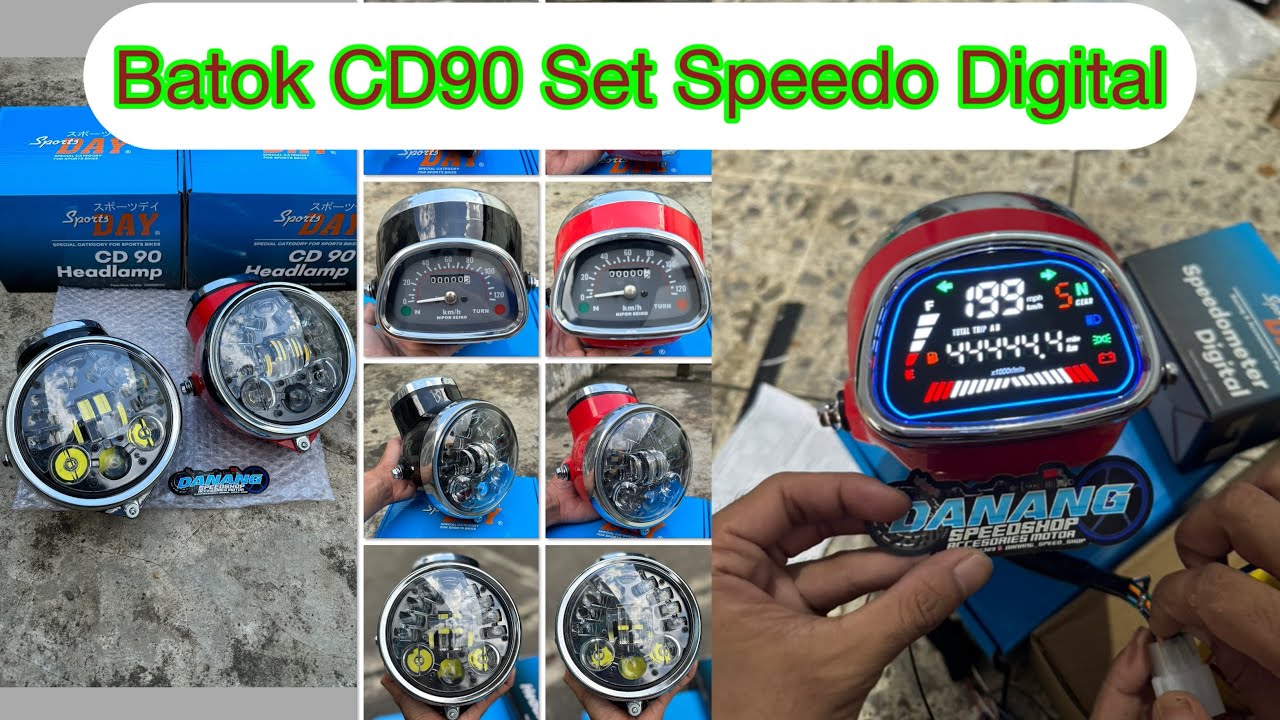 Batok CD90 CD 90 Sports Day Set Reflektor Dan Daymkr + Speedometer Digital Bahan Fiber & Besi CB GL