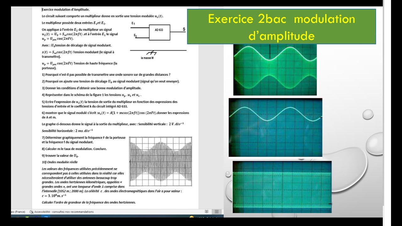 exercice Modulation d'amplitude 2 bac