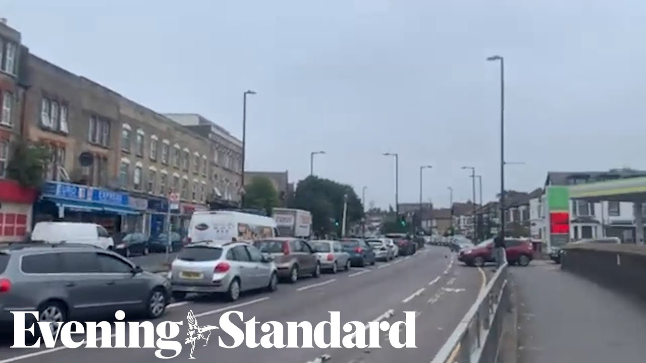 Long queues seen outside petrol station in north London