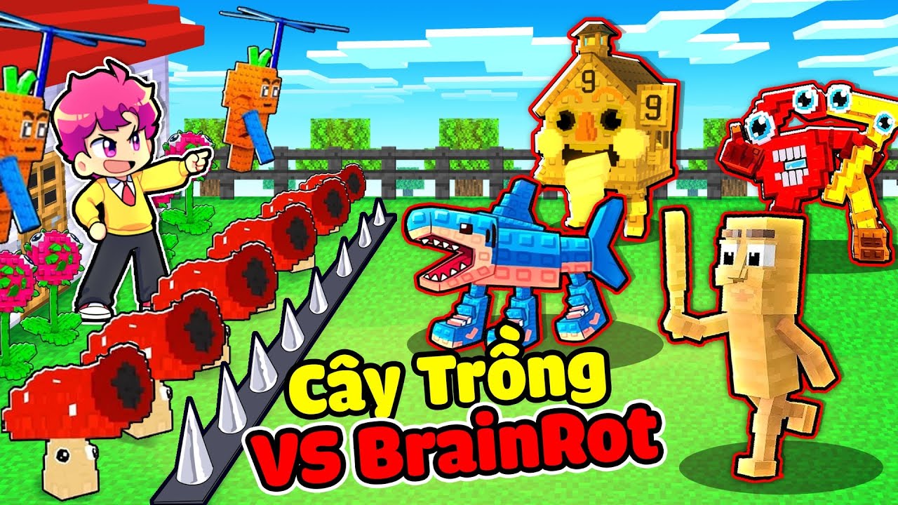 Hiha TRỒNG CÂY Để Tiêu Diệt BRAINROT Trong Minecraft 🤣🤩