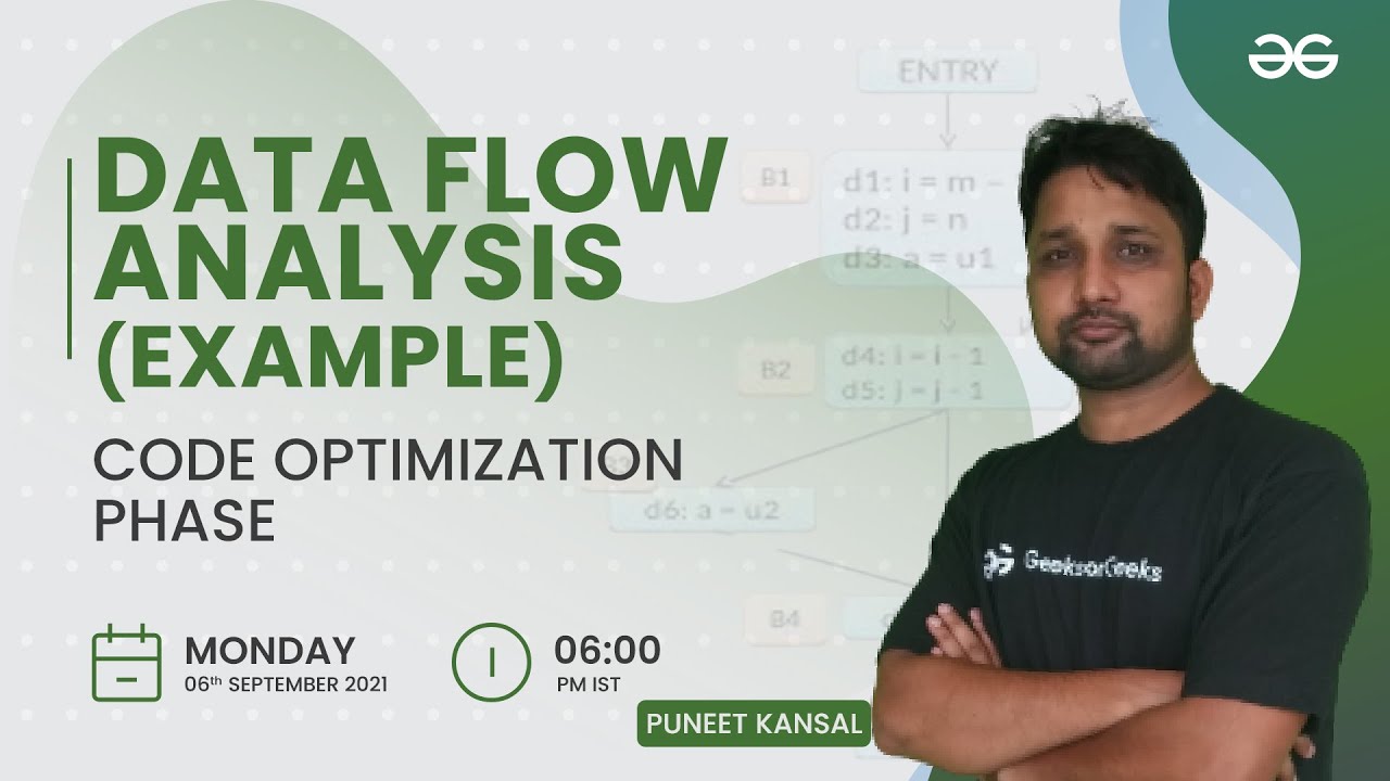 Data flow analysis Example | Code Optimization Phase |  Compiler Design | GeeksforGeeks GATE