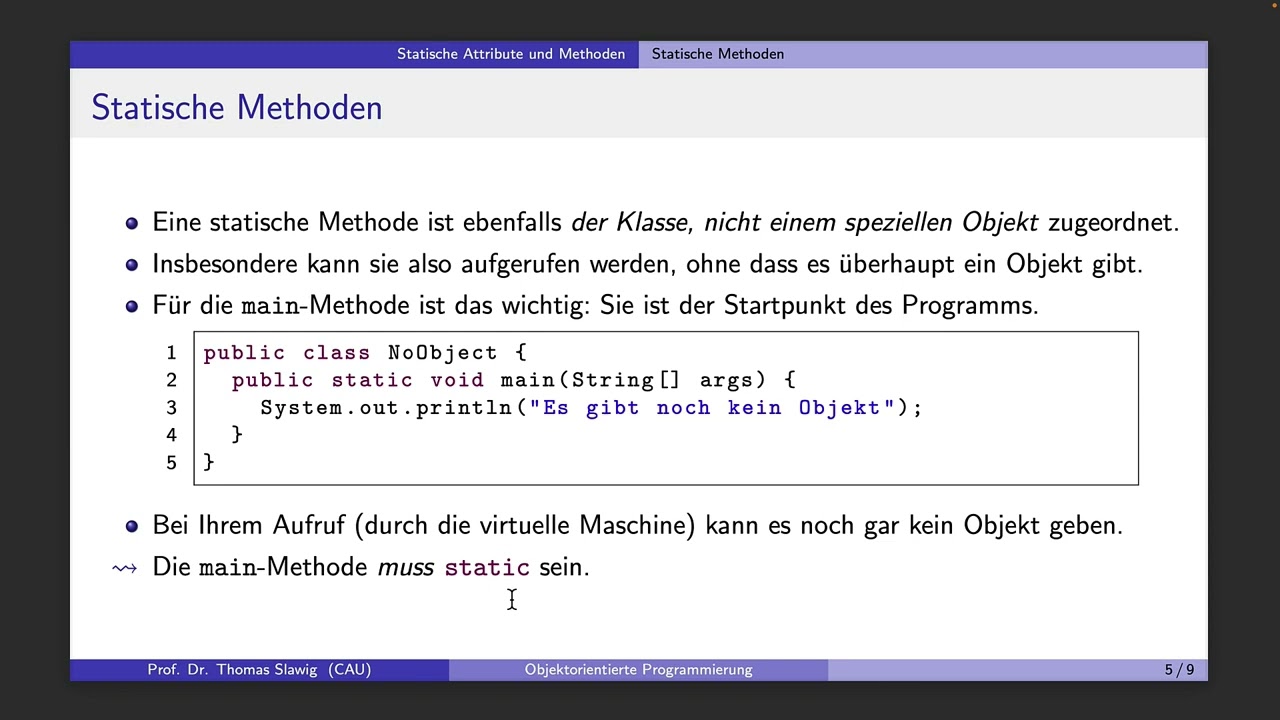 Objektorientierte Programmierung mit Java 25: Statische Attribute und Methoden