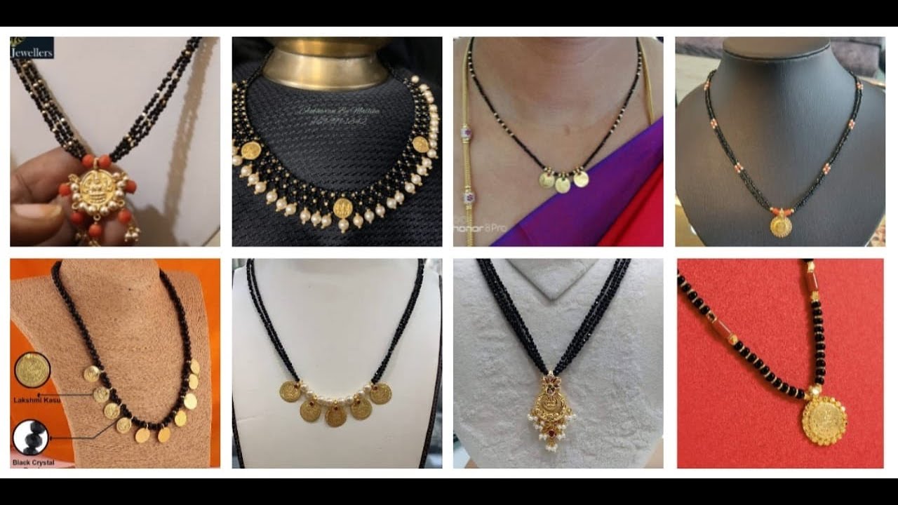 Lightweight Blackbeads With Kasu Combination Designs starts @0.7gms||mangalsutra designs