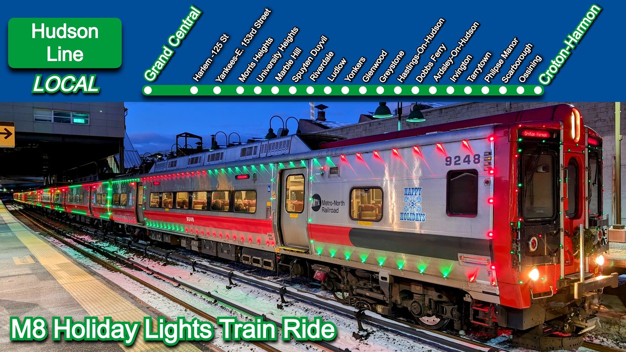 Metro North M8 Hudson Line Holiday Train Ride from Grand Central to Croton-Harmon