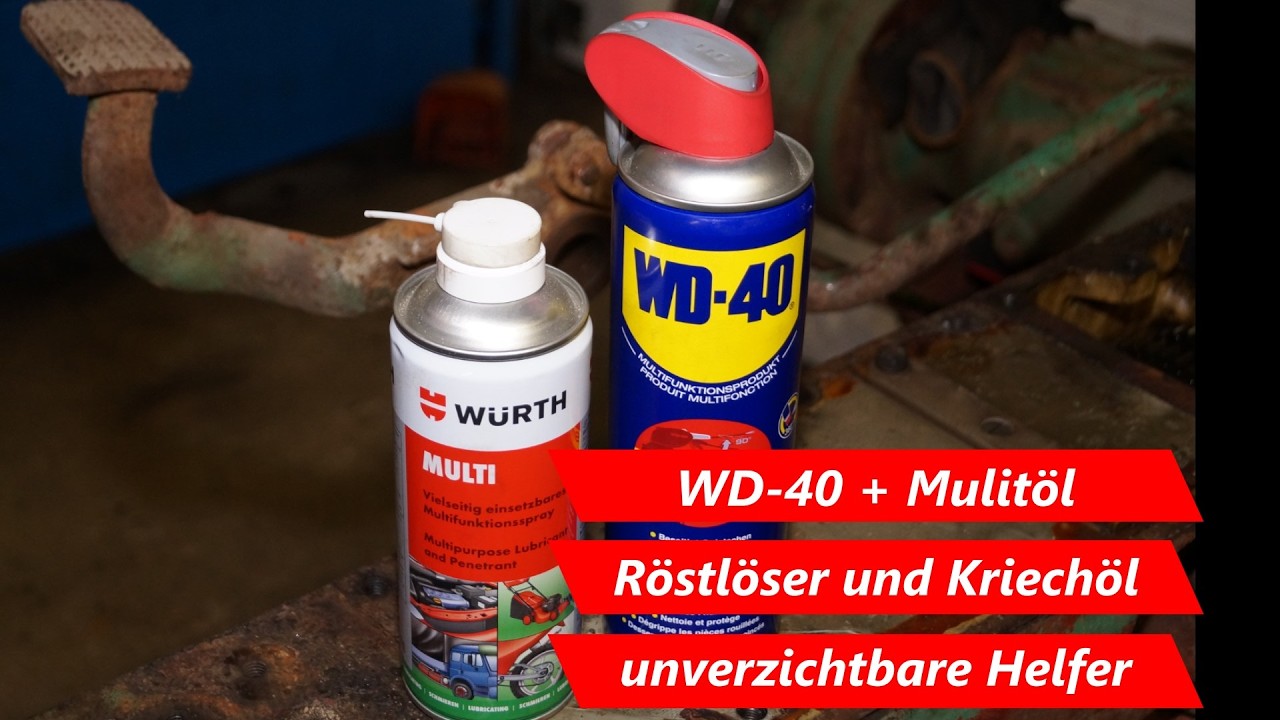 Hilfsmittel Rostlöser WD-40 und Multi-Öl bei Treckergarage